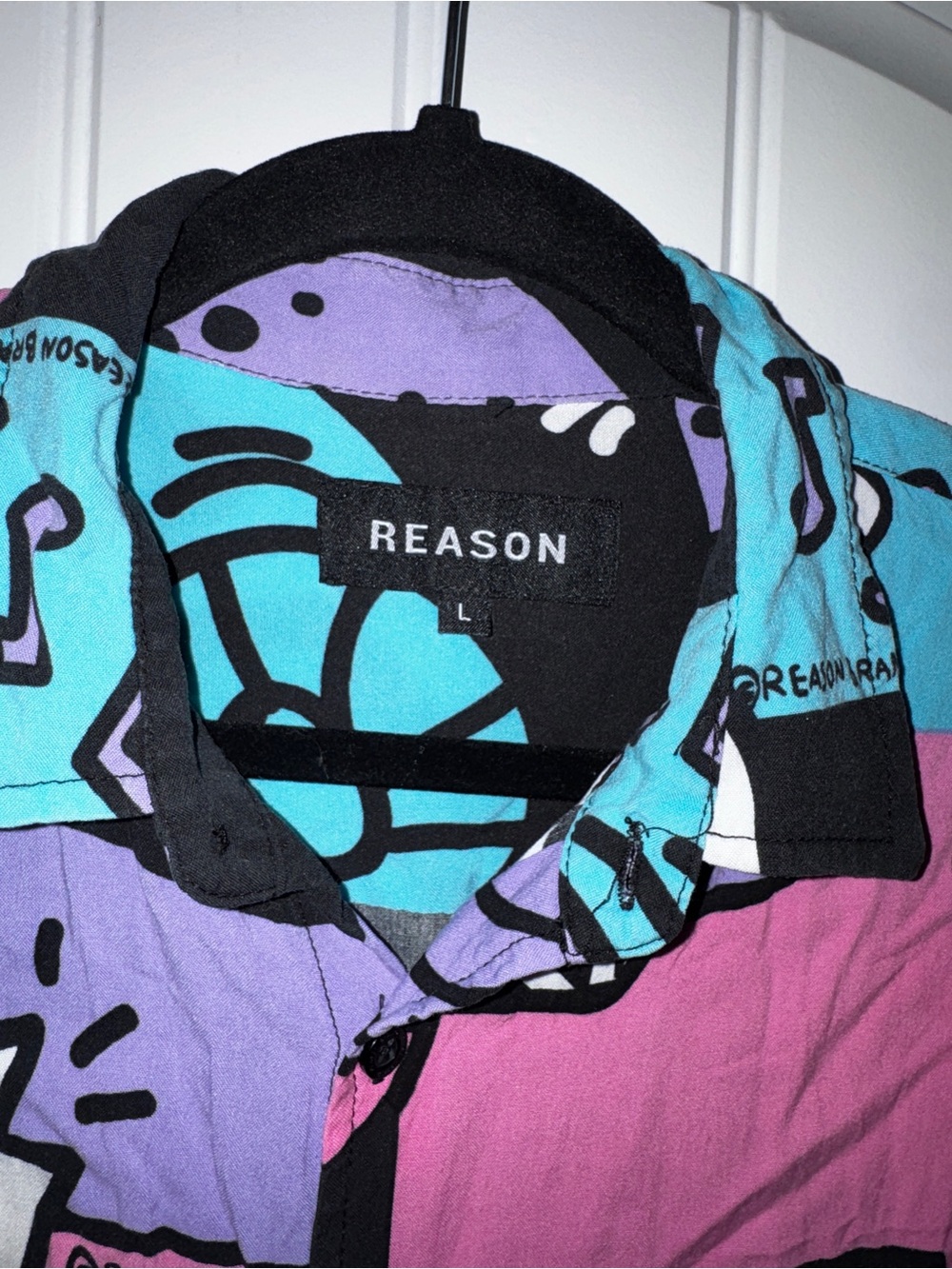 Reason Men's Abstract Pattern Short-Sleeve Shirt dopamine artsy festival - Picture 5 of 8